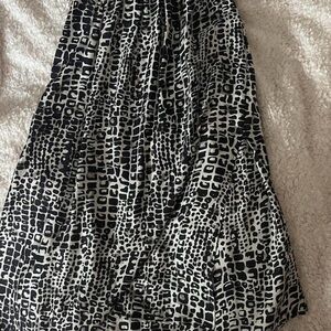 Rachel Zoe Black and Cream Leopard Animal Print Maxi Dress Skirt